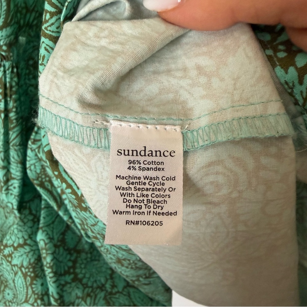 SUNDANCE Liora Poplin Popover Ruffle Tiered Dress with Pockets Boho Medium - Picture 7 of 9